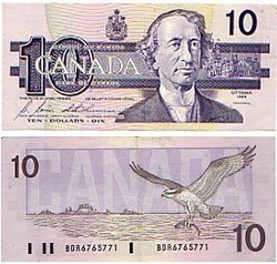 1989 -  1989 10-DOLLAR NOTE, BONIN/THIESSEN (EF)