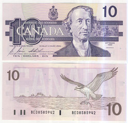 1989 -  1989 10-DOLLAR NOTE, BONIN/THIESSEN (GUNC)