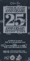 1992-93 HOCKEY -  O-PEE-CHEE 25TH ANNIVERSARY FACTORY SET (422 CARDS)