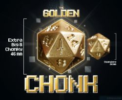 1UP-DICE -  LEGENDARY HERO, RPG DICE SET, GOLDEN CHONK MYTHICAL SWORD D20