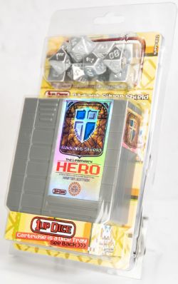 1UP-DICE -  LEGENDARY HERO, RPG DICE SET, RADIANT SILVER SHIELD