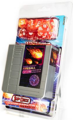 1UP-DICE -  RETROWAVE CYBERMAGICKA, RPG DICE SET, FIREBALL