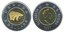2-DOLLAR -  1997 2-DOLLAR - MAT BEAR - PROOF-LIKE (PL) -  1997 CANADIAN COINS