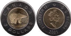 2-DOLLAR -  2001 2-DOLLAR- BRILLANT UNCIRCULATED (BU) -  PIÈCES DU CANADA 2001