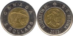 2-DOLLAR -  2003 NEW EFFIGY 2-DOLLAR (BU) -  PIÈCES DU CANADA 2003