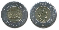 2-DOLLAR -  2010 2-DOLLAR - 16 SERRATIONS (BU) -  2010 CANADIAN COINS
