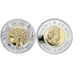 2-DOLLAR -  2014 2-DOLLAR - WAIT FOR ME, DADDY (BU) -  2014 CANADIAN COINS