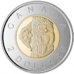 2-DOLLAR -  2015 2-DOLLAR - YOUNG WILDLIFE: BABY RACOONS (SP) -  2015 CANADIAN COINS