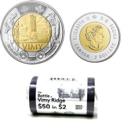 2-DOLLAR -  2017 2-DOLLAR ORIGINAL ROLL - THE BATTLE OF VIMY RIDGE (SPECIAL WRAPPING) -  2017 CANADIAN COINS