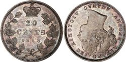 20-CENT -  1858 20-CENT PLAIN 5 & COIN ORIENTATION (AU55) -  PIÈCES DU CANADA 1858