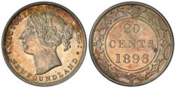 20-CENT -  1896 20-CENT OBVERSE 2 -  1896 NEWFOUNFLAND COINS