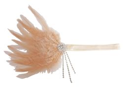 20'S -  DUSTY PINK HEADBAND FEATHER AND DIAMOND DETAIL (ADULT)