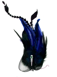 20'S -  FEATHERS WITH FASTENER, BLACK ET BLUE