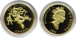 200 DOLLARS -  A NATIONAL PASSION, HOCKEY -  1991 CANADIAN COINS