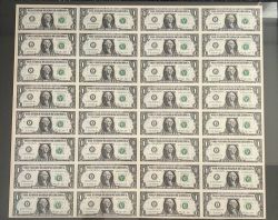 2009 -  UNCUT 1 DOLLAR BANK NOTE SHEET (4X8)