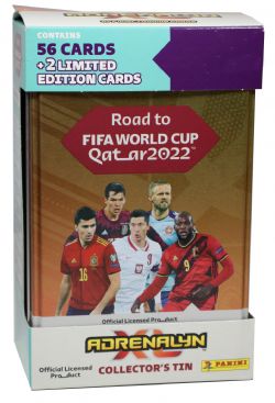 2022 SOCCER -  ADRENALYN XL ROAD TO WORLD CUP CARDS – COLLECTOR'S TIN (56 CARDS + 2 LE)
