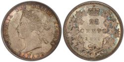 25-CENT -  1871 25-CENT OBV.1 NO H -  1871 CANADIAN COINS