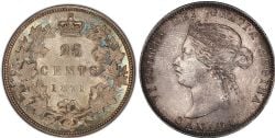 25-CENT -  1871 25-CENT OBV.2 NO H -  1871 CANADIAN COINS