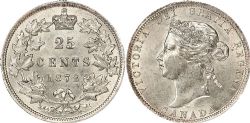 25-CENT -  1872 H 25-CENT SMALL-2 -  1872 CANADIAN COINS