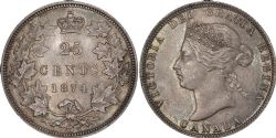 25-CENT -  1874 H 25-CENT -  1874 CANADIAN COINS