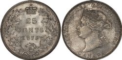 25-CENT -  1875 H 25-CENT BLUNT-5 -  1875 CANADIAN COINS