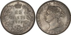 25-CENT -  1875 H 25-CENT POINTED-5 -  1875 CANADIAN COINS