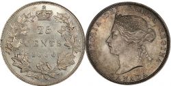 25-CENT -  1886 25-CENT OBV.4, PLAIN 6, SHORT BOUGH ENDS -  1886 CANADIAN COINS