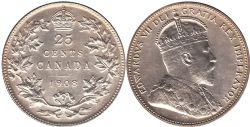 25-CENT -  1908 25-CENT -  1908 CANADIAN COINS
