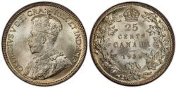 25-CENT -  1936 25-CENT DOT -  1936 CANADIAN COINS