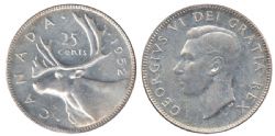 25-CENT -  1952 25-CENT LOW RELIEF -  1952 CANADIAN COINS