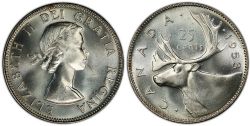 25-CENT -  1953 25-CENT NO SHOULDER FOLD, LARGE DATE -  1953 CANADIAN COINS