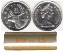 25-CENT -  1969 25-CENT ORIGINAL ROLL -  1969 CANADIAN COINS