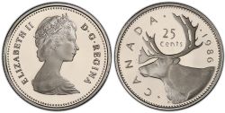 25-CENT -  1986 25-CENT (PR) -  1986 CANADIAN COINS