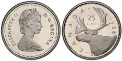 25-CENT -  1988 25-CENT (PR) -  1988 CANADIAN COINS