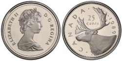 25-CENT -  1989 25-CENT (PR) -  1989 CANADIAN COINS