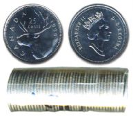 25-CENT -  1990 25-CENT ORIGINAL ROLL -  1990 CANADIAN COINS