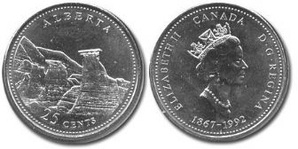 25-CENT -  1992 25-CENT -ALBERTA (BU) -  1992 CANADIAN COINS 06