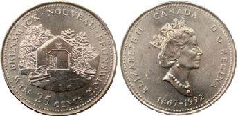 25-CENT -  1992 25-CENT - NEW BRUNSWICK (BU) -  1992 CANADIAN COINS 01