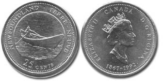 25-CENT -  1992 25-CENT - NEWFOUNDLAND (BU) -  1992 CANADIAN COINS 03