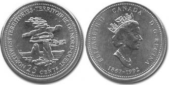 25-CENT -  1992 25-CENT - NORTHWEST TERRITORIES (BU) -  1992 CANADIAN COINS 02