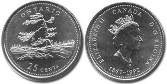 25-CENT -  1992 25-CENT - ONTARIO (BU) -  1992 CANADIAN COINS 08