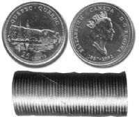 25-CENT -  1992 25-CENT ORIGINAL ROLL - QUEBEC -  1992 CANADIAN COINS 10