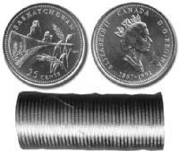 25-CENT -  1992 25-CENT ORIGINAL ROLL - SASKATCHEWAN -  1992 CANADIAN COINS 11