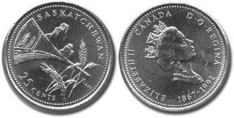 25-CENT -  1992 25-CENT - SASKATCHEWAN (BU) -  1992 CANADIAN COINS 11