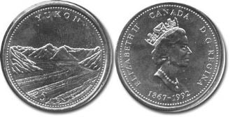 25-CENT -  1992 25-CENT - YUKON (BU) -  1992 CANADIAN COINS 05