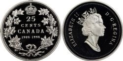 25-CENT -  1998 25-CENT 1908-1998 MIRROR EDITION (PR) -  1998 CANADIAN COINS