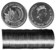 25-CENT -  1999 25-CENT ORIGINAL ROLL - DECEMBER -  1999 CANADIAN COINS 12