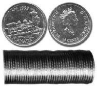 25-CENT -  1999 25-CENT ORIGINAL ROLL - JUNE -  1999 CANADIAN COINS 06