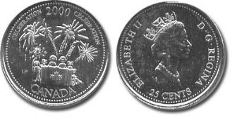 25-CENT -  2000 25-CENT - CELEBRATION - BRILLIANT UNCIRCULATED (BU) -  2000 CANADIAN COINS 07