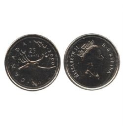 25-CENT -  2000 CARIBOU 25-CENT -  2000 CANADIAN COINS